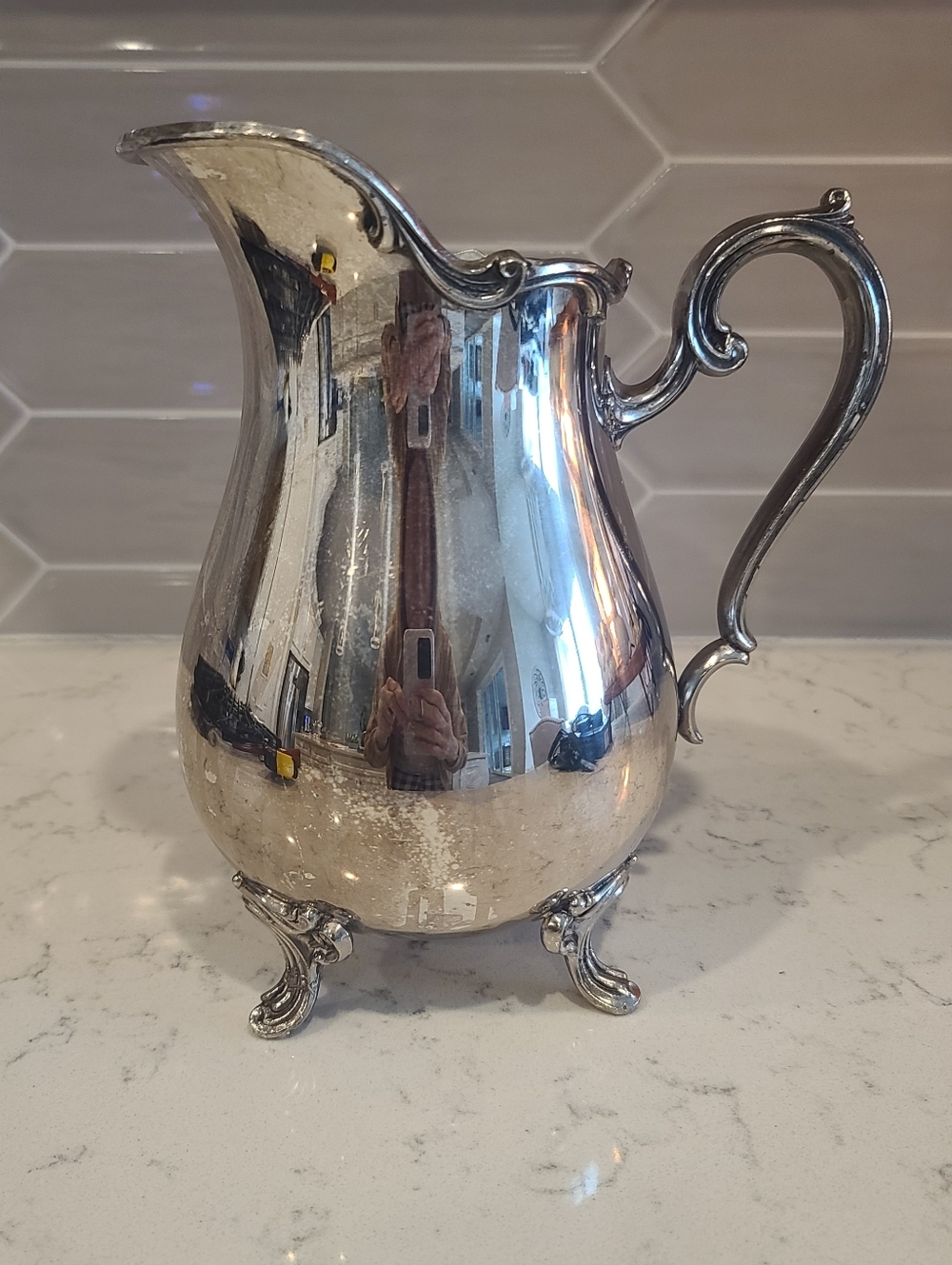 Webster VictoriaSilver Plated Ornate Footed Pitcher - Classic Home Dining Accent